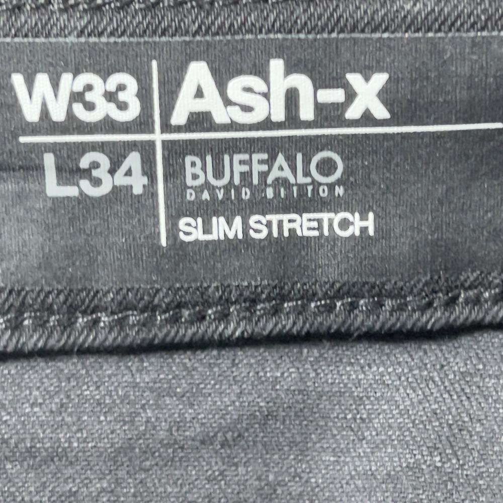 Buffalo David Bitton Jeans Ash-X Slim Stretch Mens Sz 33x34 Black Rinse NWT - Picture 8 of 13